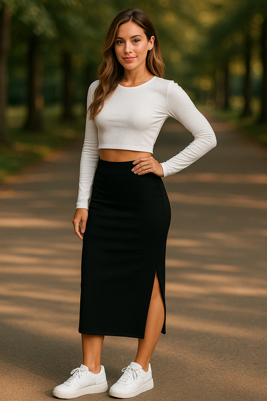 Fashionez Women's Elastic Waist Pencil Bodycon Midi Skirt