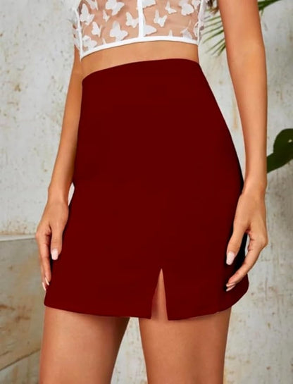 Women's Elasticated Side Slit Mini Skirt