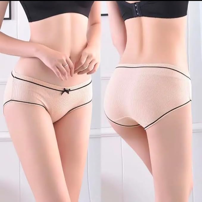 Women’s High Waist Cotton Briefs – Soft, Breathable, Full Coverage Panty with Bow (Pack of 2/3/6)