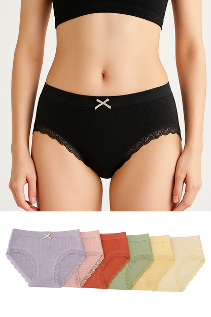Women’s High Waist Cotton Briefs – Soft, Breathable, Full Coverage Panty with Bow (Pack of 2/3/6)