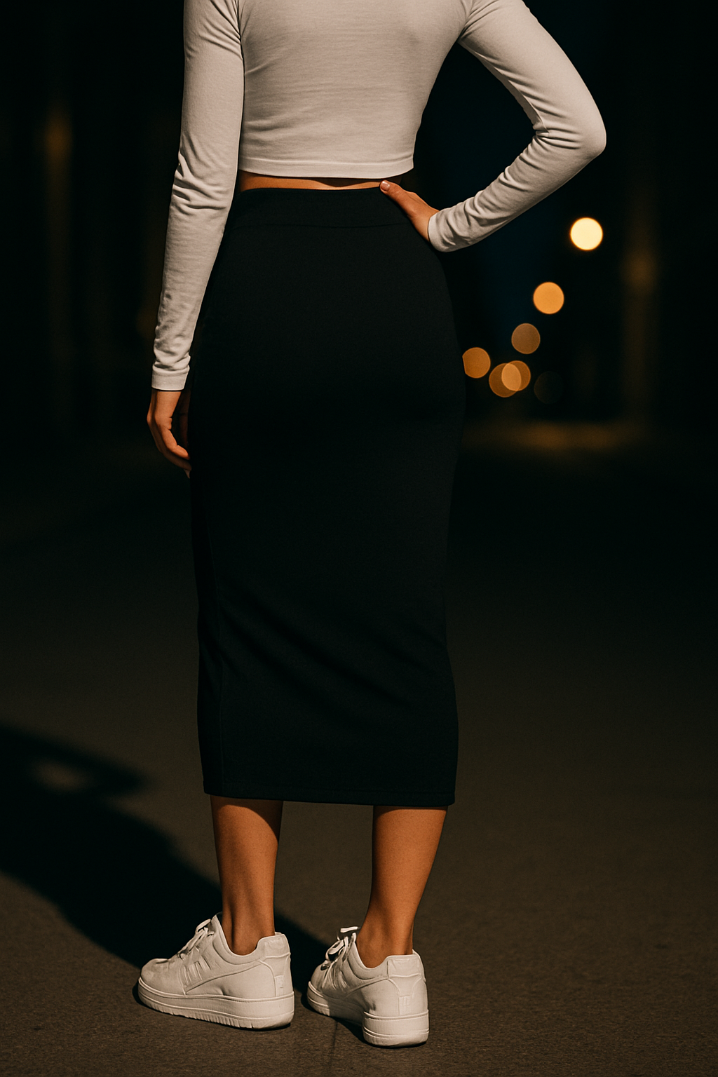 Fashionez Women's Elastic Waist Pencil Bodycon Midi Skirt