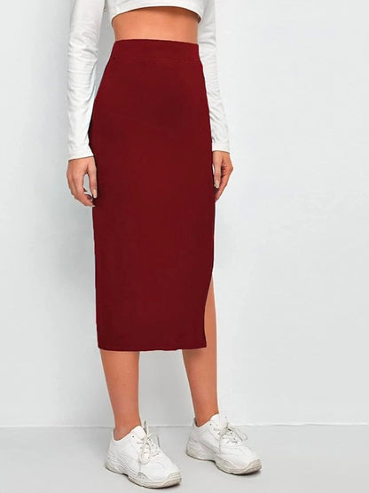 Fashionez Women's Elastic Waist Pencil Bodycon Midi Skirt