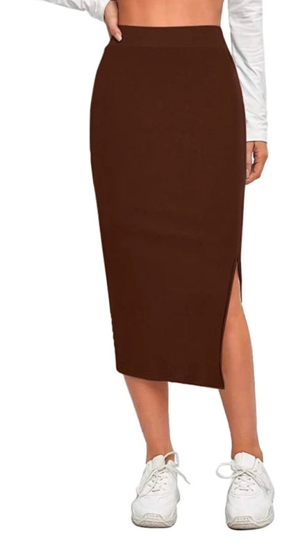 Fashionez Women's Elastic Waist Pencil Bodycon Midi Skirt