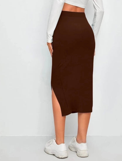 Fashionez Women's Elastic Waist Pencil Bodycon Midi Skirt