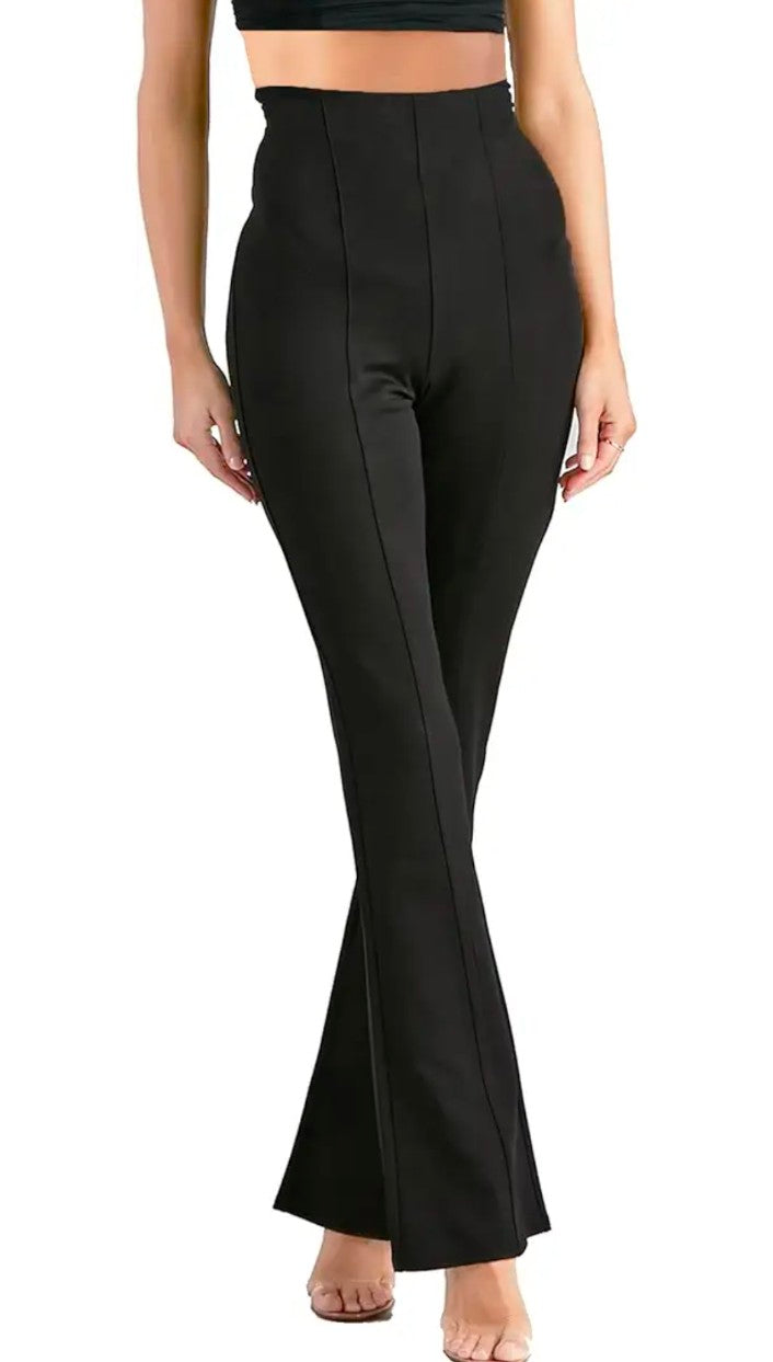 Women's High-Waist Bell Bottom Flared Trousers – Stretchable Bootcut Office & Casual Pants