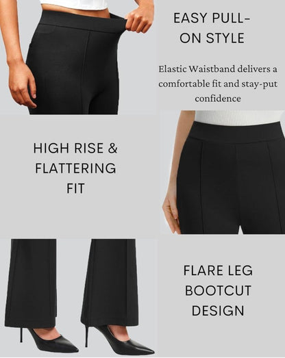 Women's High-Waist Bell Bottom Flared Trousers – Stretchable Bootcut Office & Casual Pants