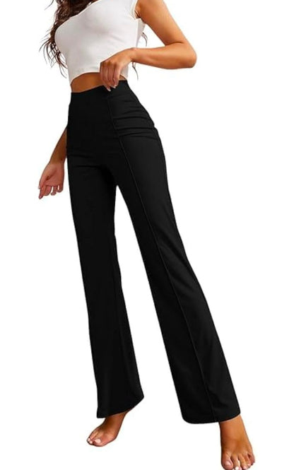 Women's High-Waist Bell Bottom Flared Trousers – Stretchable Bootcut Office & Casual Pants