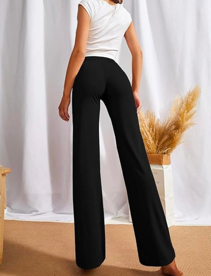 Women's High-Waist Bell Bottom Flared Trousers – Stretchable Bootcut Office & Casual Pants