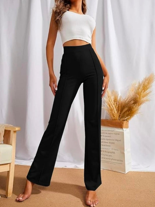 Women's High-Waist Bell Bottom Flared Trousers – Stretchable Bootcut Office & Casual Pants