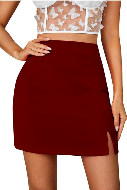 Women's Elasticated Side Slit Mini Skirt