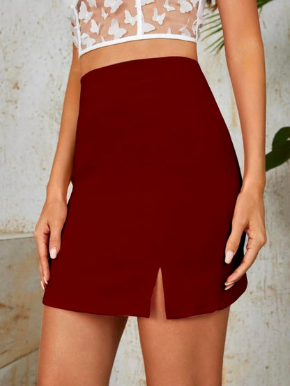 Women's Elasticated Side Slit Mini Skirt